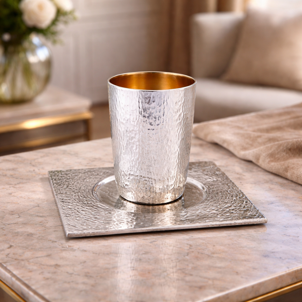 Handcrafted Kiddush Set in 925 Sterling Silver