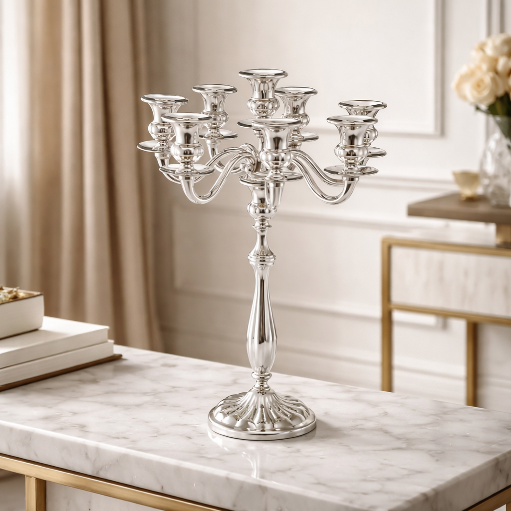 Meridiani Silver Candelabra – 8-Light Elegance