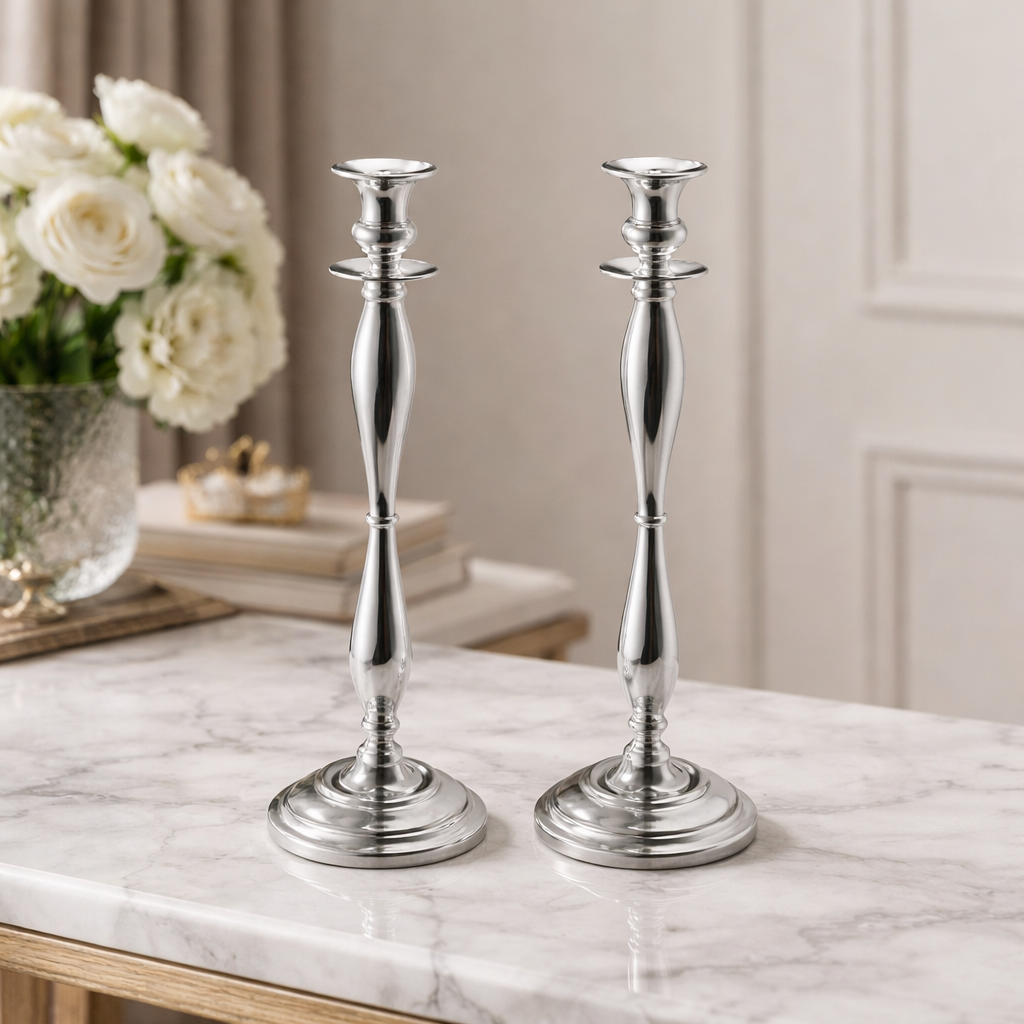 Sterling Silver Candlesticks Inglese Polished
