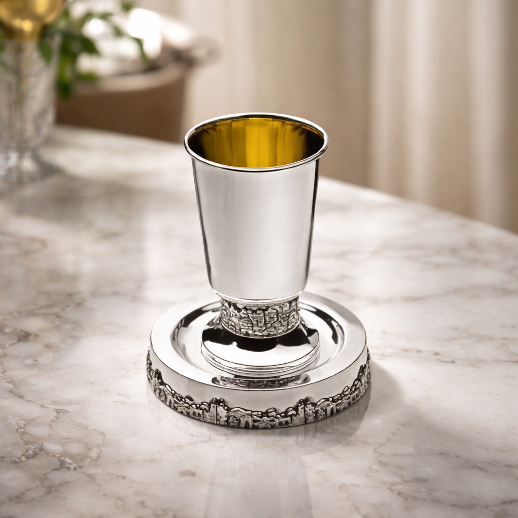 Elegant Kiddush Cup with Timeless Form