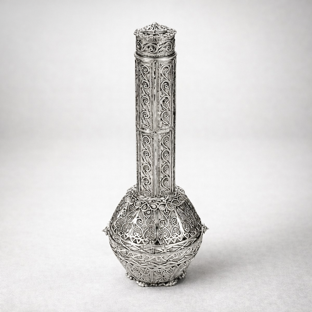 Classic Judaica Silver Wine Bottle