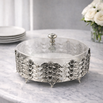 Silver ornate covered serving dish