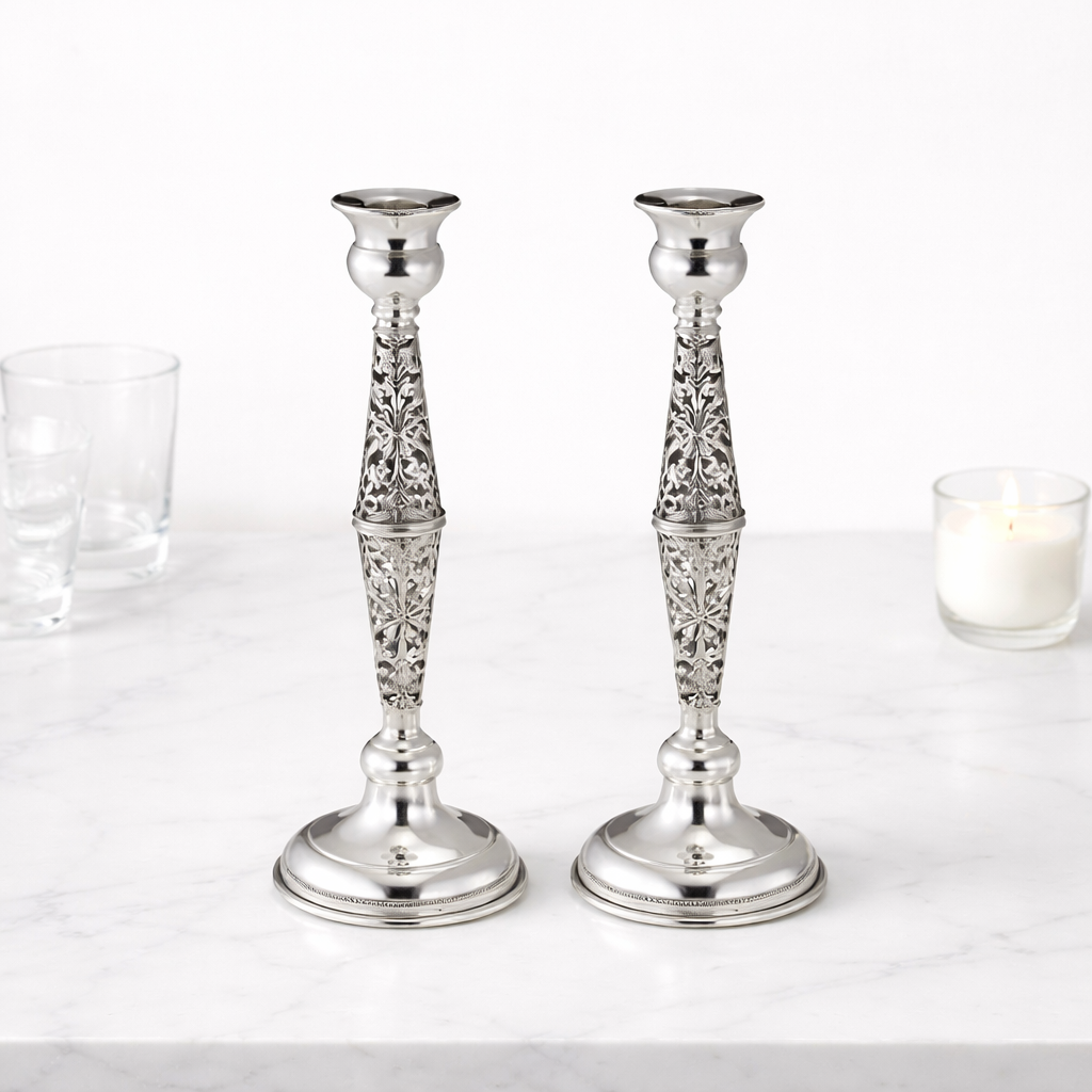 Elegant Openwork Candlestick for Shabbat Table