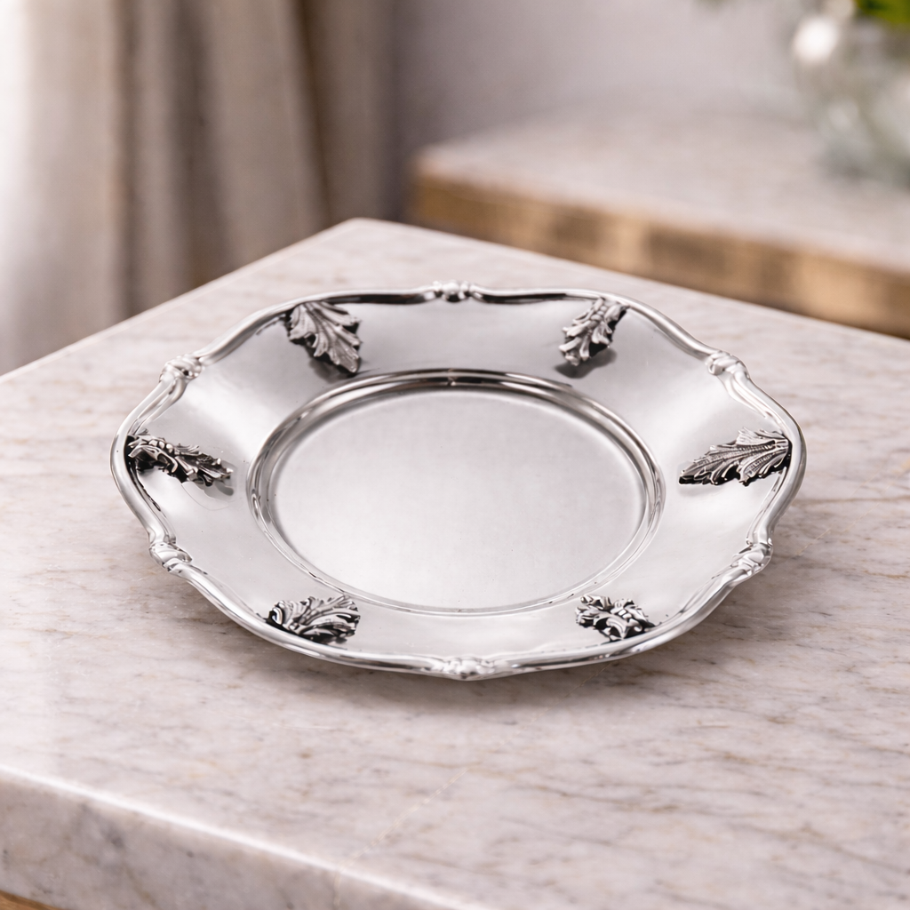 Sterling Silver Acanthus Leaves Kiddush Plate