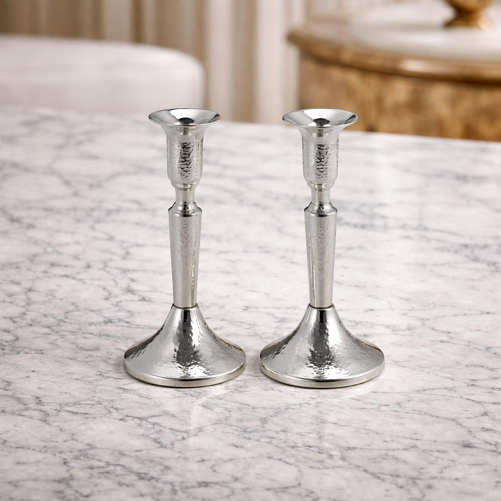 Sterling Silver Light Candlestick with Hammered Finish