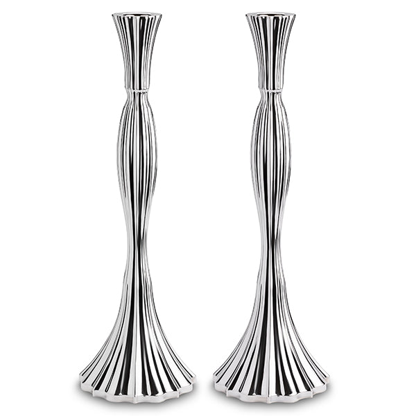 Neena XL Sterling Silver Candlesticks- Sleek Curved Design, 925 Silver
