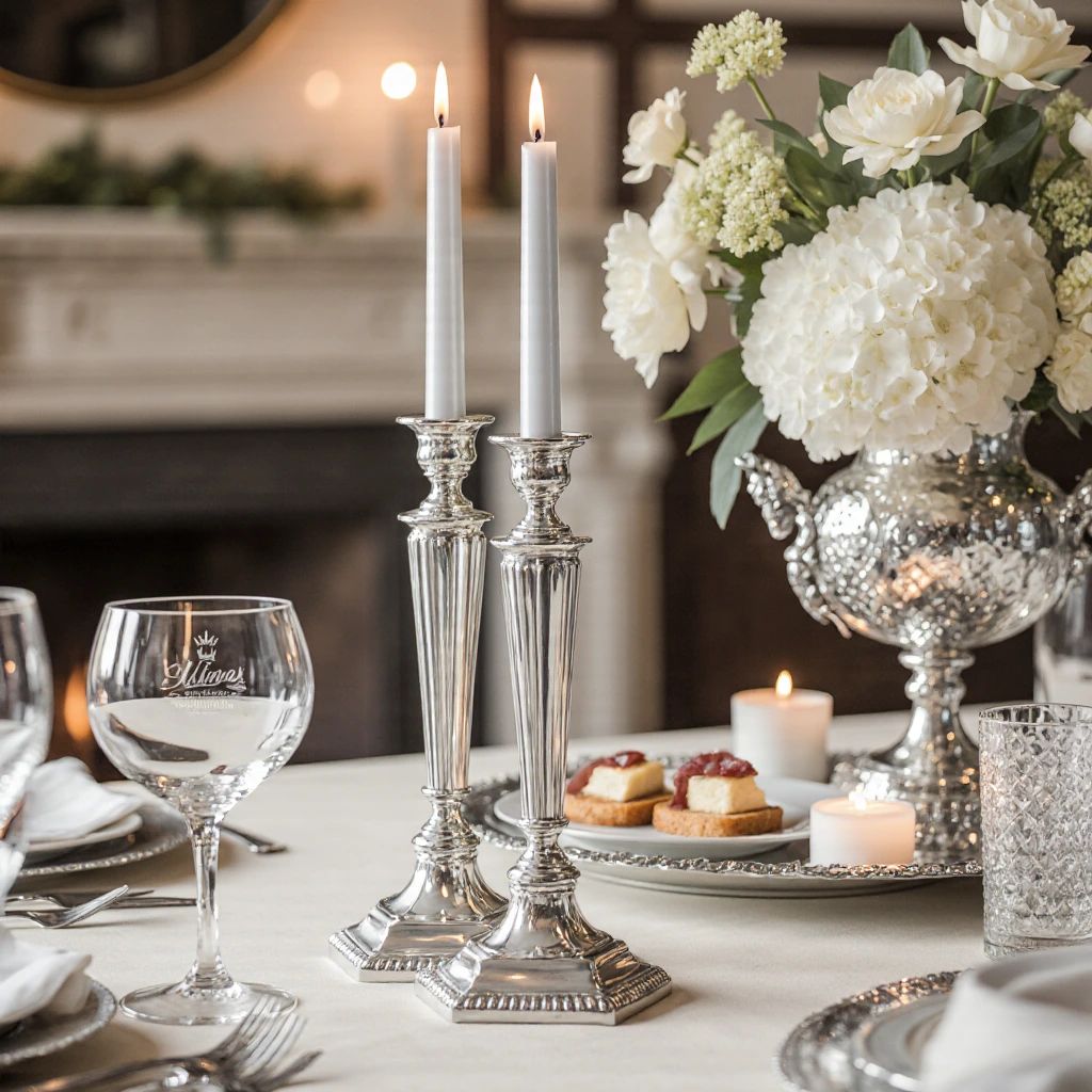 Candles and white flowers on a table