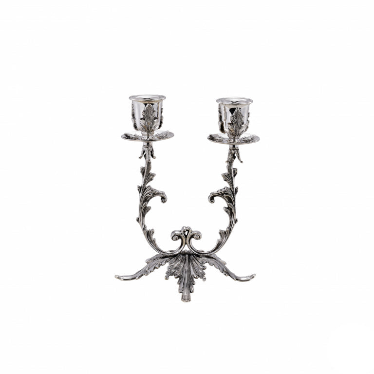 Sterling Silver Acanthus Leaf Two-Light Candelabra