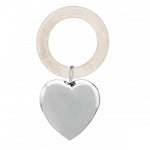 Silver baby rattle with heart