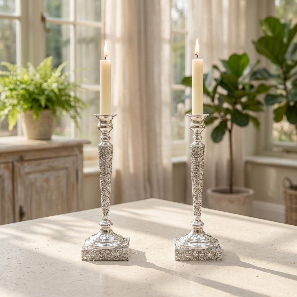 Elegant Single Candlestick in 925 Silver