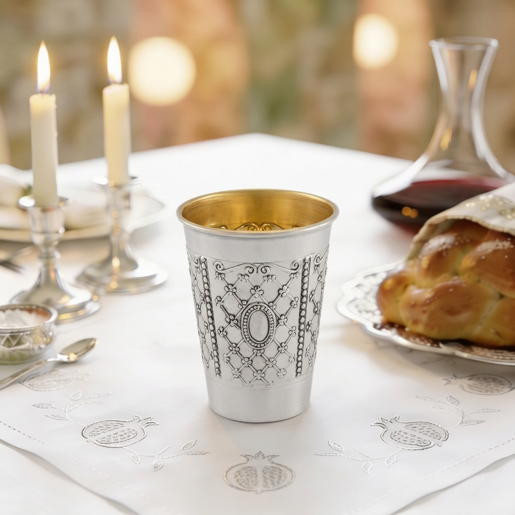 Noga Kiddush Cup - 925 Sterling Silver Classic Ornamental Design