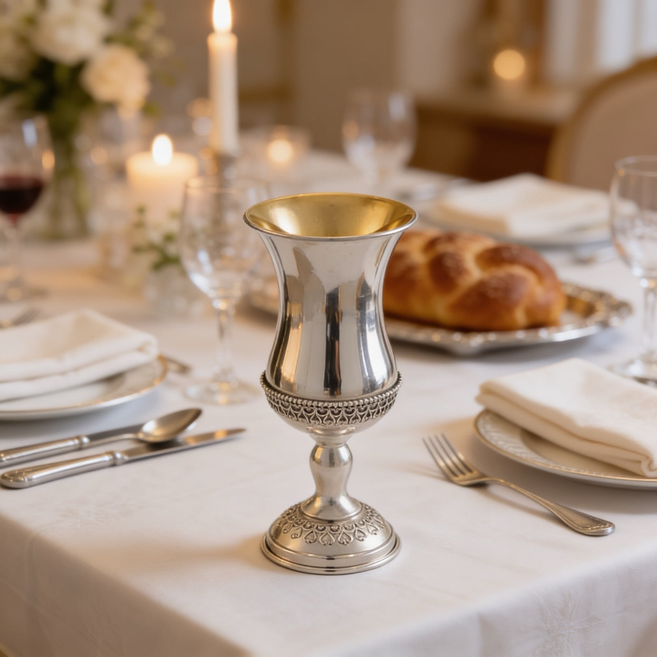 Evyatar Kiddush Cup - 925 Sterling Silver Classic Elegance with Royal Touch