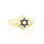 Gold ring with blue Star of David design
